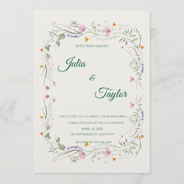 Elegant White Rose Invitation (Front)