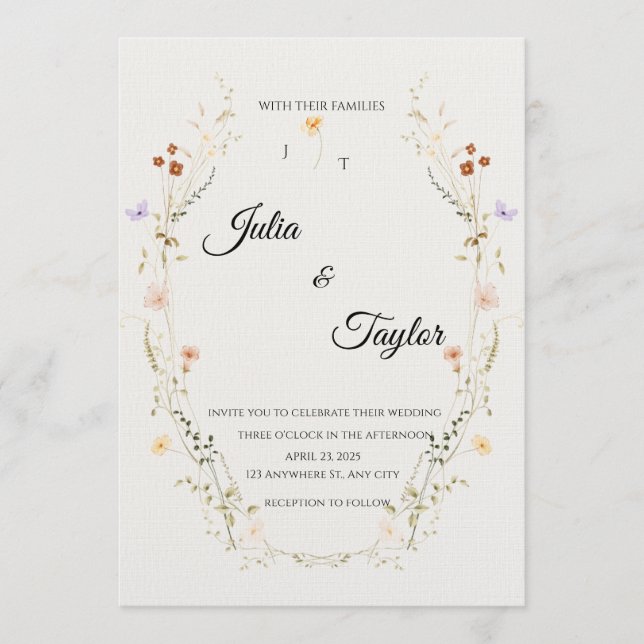 Elegant White Rose Invitation (Front)