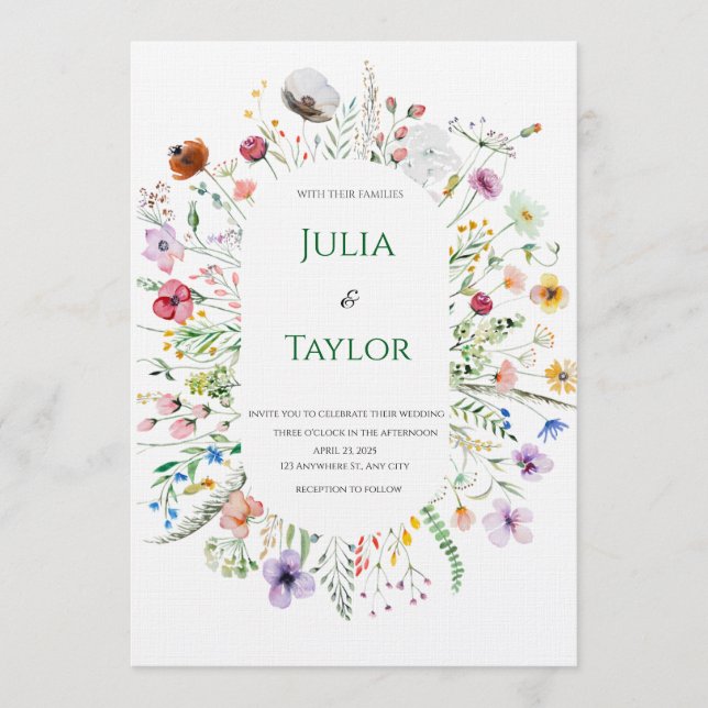 Elegant White Rose Invitation (Front)