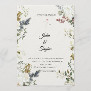 Elegant White Rose Invitation