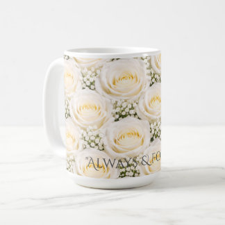 Elegant White Rose Personalized Name Mug