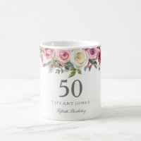 Elegant White Rose Pink Floral 70th Birthday