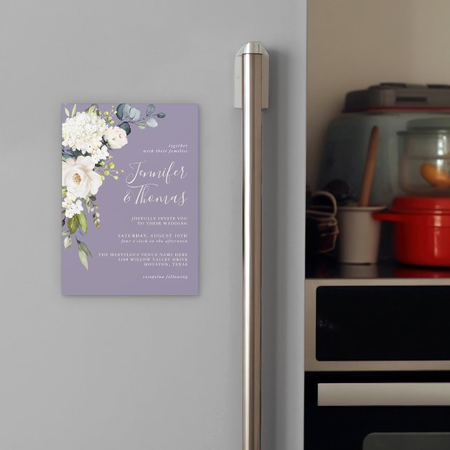 Elegant White Roses and Hydrangeas on Lavender (Creator Uploaded)