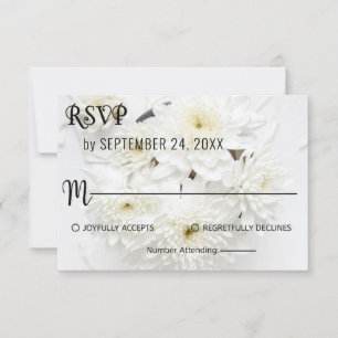 Elegant white roses blossoms floral summer wedding RSVP card