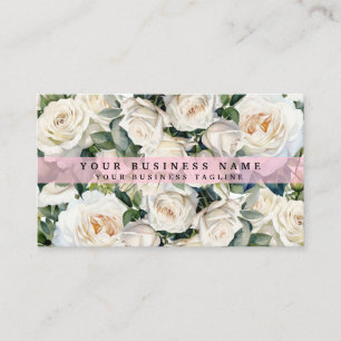 Elegant White Roses Flowers Floral Business Card