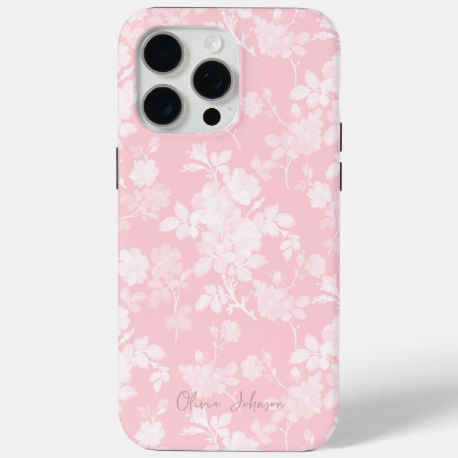 Elegant White Roses Pink Floral Case-Mate iPhone Case (Back)
