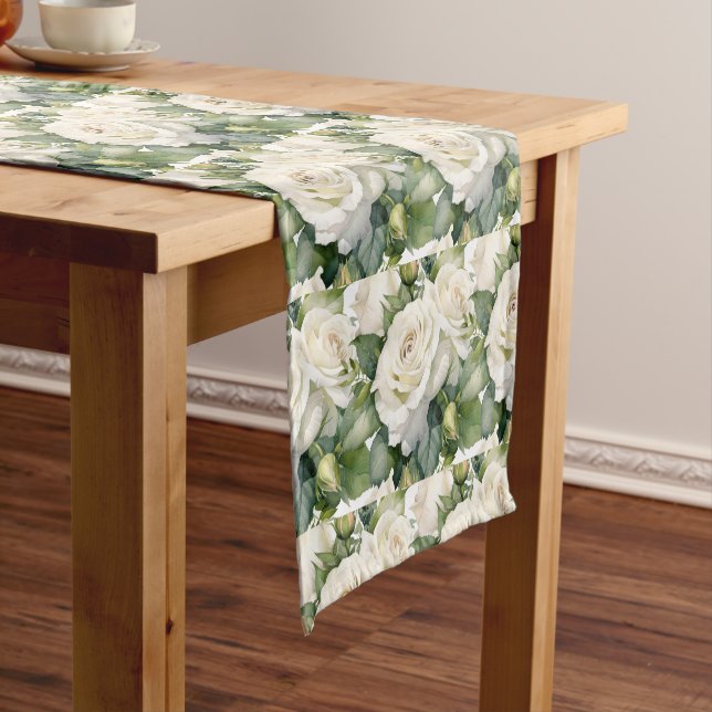 Elegant White Roses Table Runner (In Situ)