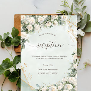 Elegant White Roses Wedding  Invitation