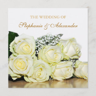 Elegant White Roses Wedding Invitation