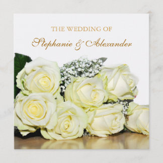 Elegant White Roses Wedding Invitation