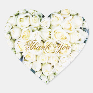Elegant white roses Wedding Thank You Sticker