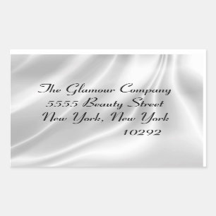Elegant White Satin Rectangular Sticker