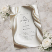 Elegant white Satin wedding invitation