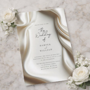 Elegant white Satin wedding invitation