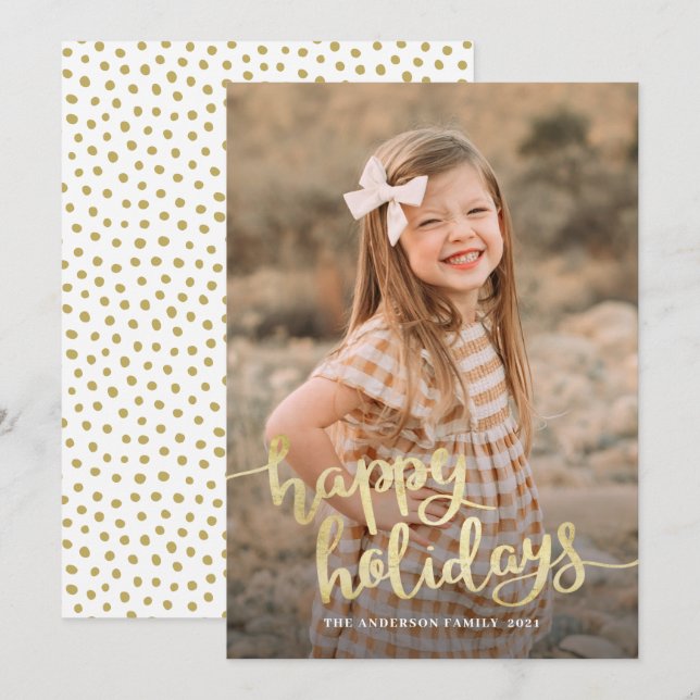 Elegant White Script Calligraphy Happy  Holiday Ca (Front/Back)