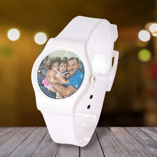 elegant white script family photo    watch