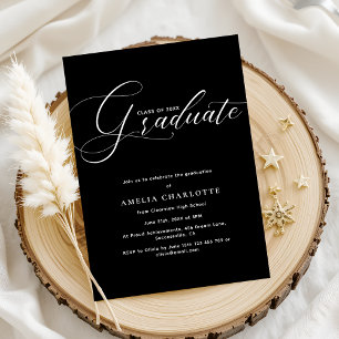 Elegant White Script Minimal Graduation Party Invitation