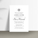 Elegant White Script Modern Simple Bat Mitzvah  Invitation<br><div class="desc">Celebrate Bar Mitzvah with this modern,  elegant invitation,  featuring your custom text. Easily add your own details by clicking on the "personalise" option.</div>