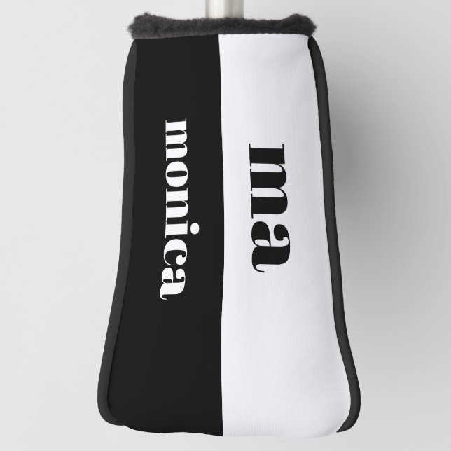 Elegant &white script monogram initial  golf head cover (Rotate 90)