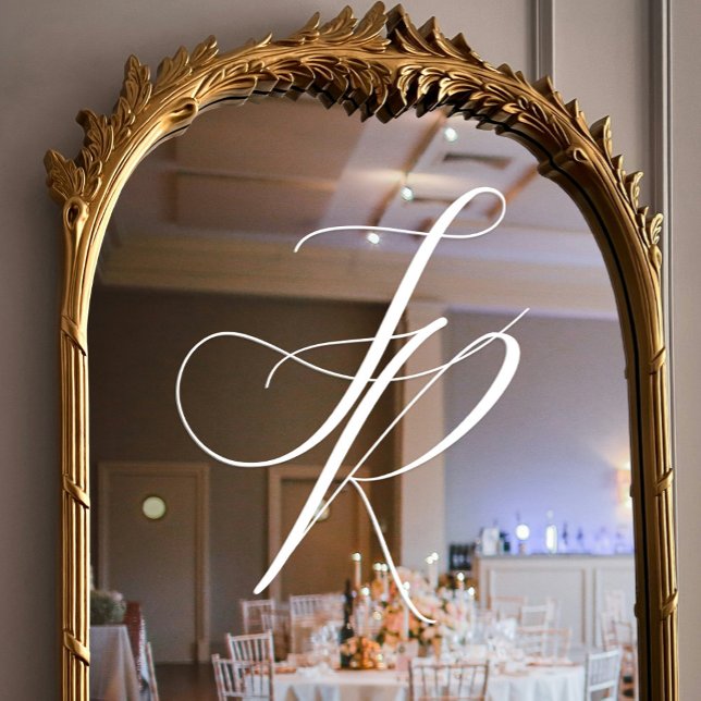 Elegant White Script Monogram Wedding Window Cling (Elegant White Script Monogram Wedding Window Cling)