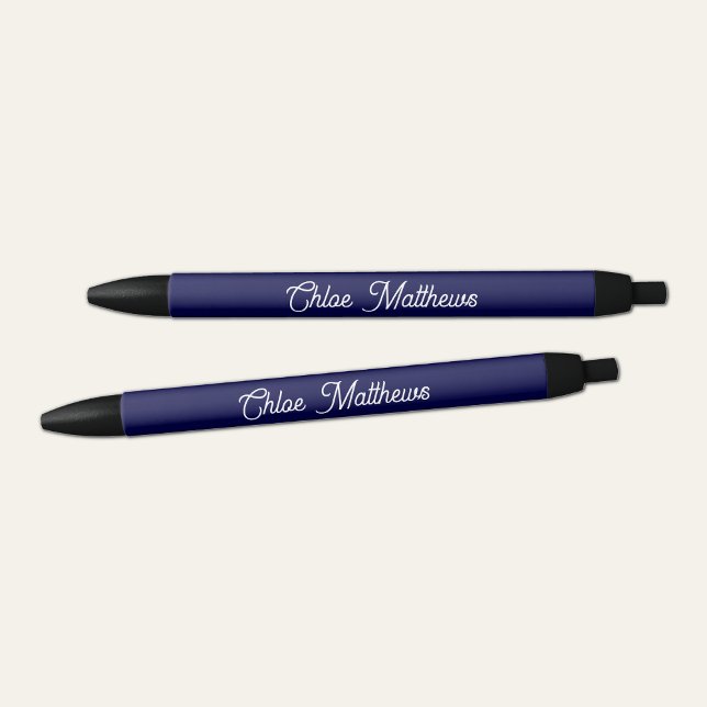 Elegant White Script Name Navy Blue Pen (Creator Uploaded)