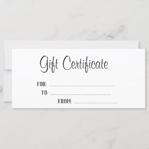 Elegant White Script Personalised Gift Certificate