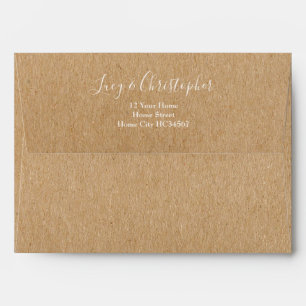 Elegant White Script Rustic Kraft Return Address Envelope