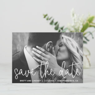 Elegant White Script Simple Photo Modern Wedding Save The Date