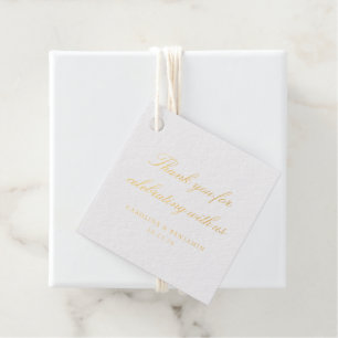 Elegant White Script Wedding Custom Thank You  Favour Tags