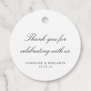 Elegant White Script Wedding Custom Thank You Favour Tags