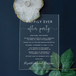Elegant White Script Wedding Reception Acrylic Invitations