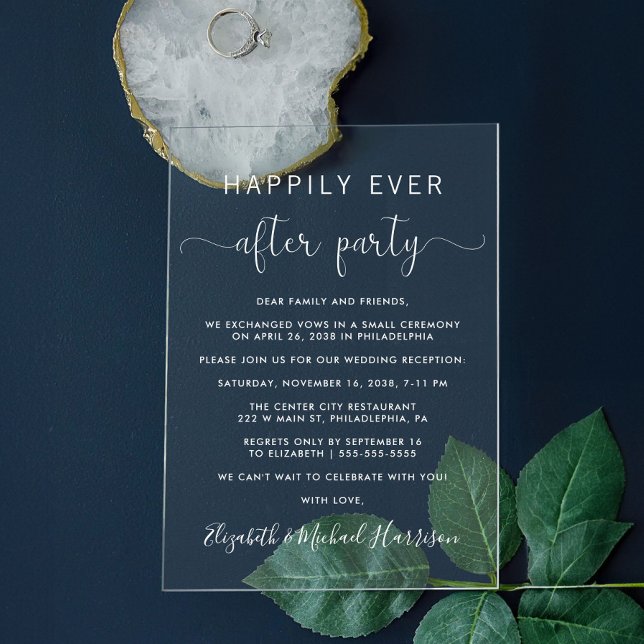 Elegant White Script Wedding Reception Acrylic Invitations (Make your day unforgettable with stunning acrylic invitations—modern, elegant, unique!)