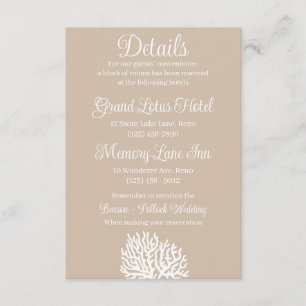 Elegant White Sea Coral Ocean Wedding Enclosure Card