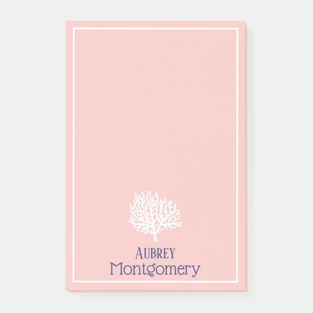 Elegant White Sea Coral Personalised Post-it Notes (Front)
