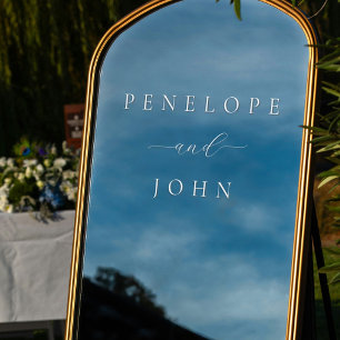 Elegant White Serif Couple Full Names Wedding  Window Cling