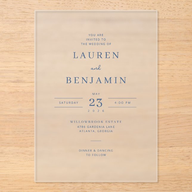 Elegant White Serif Wedding Invitation (Front)