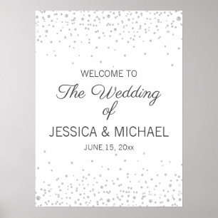 Elegant White Silver Diamond Glitter Wedding Poster