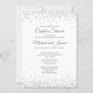 Elegant White Silver Glitter Couple's Bridal Invitation