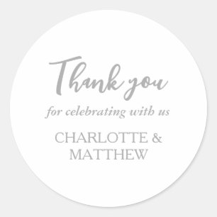 Elegant White Silver Wedding Classic Round Sticker