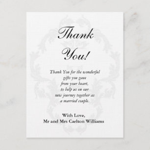 Elegant White/Silver Wedding Flat Thank You Card