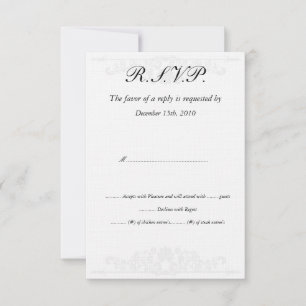Elegant White/Silver Wedding RSVP Cards