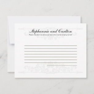 Elegant White/Silver Wedding Writable Advice Card