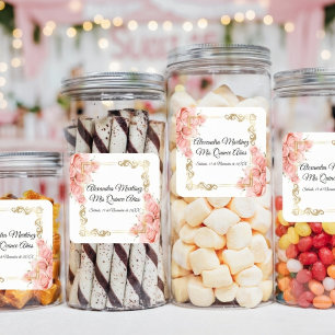 Elegant White Simple Pink Rose Gold Quinceañera Square Sticker