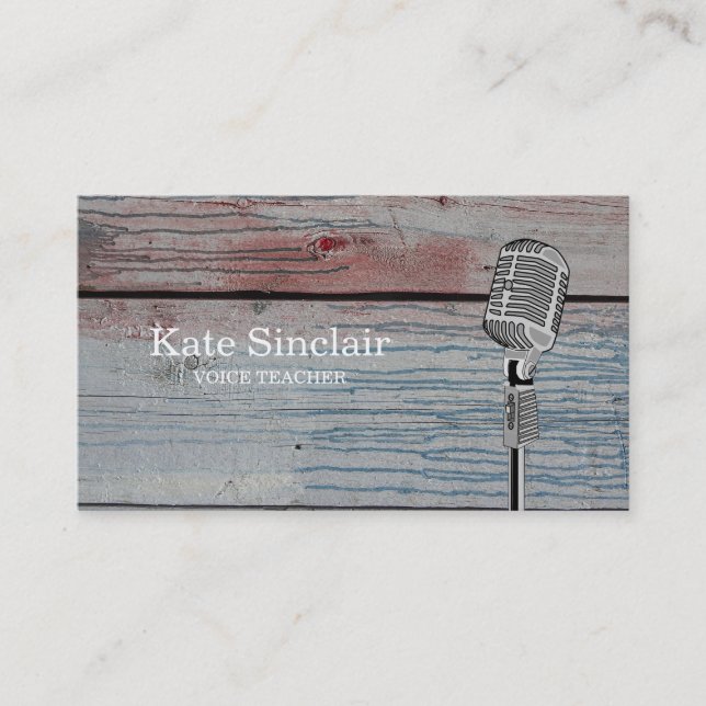Elegant White Singer Music Voice Teacher Musical B Business Card (Front)