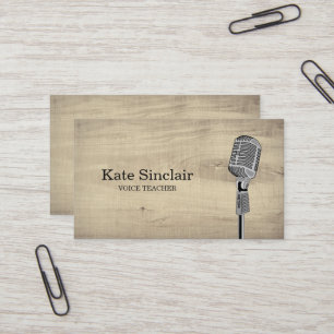 Elegant White Singer Music Voice Teacher Musical Business Card