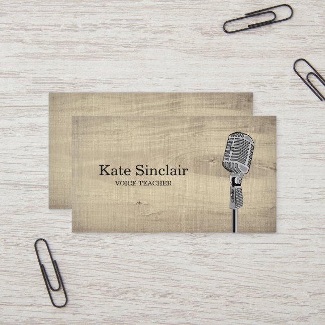 Elegant White Singer Music Voice Teacher Musical Business Card (Front/Back In Situ)
