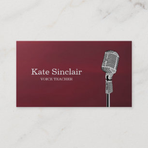 Elegant White Singer Music Voice Teacher Musical Business Card