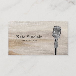 Elegant White Singer Music Voice Teacher Musical Business Card