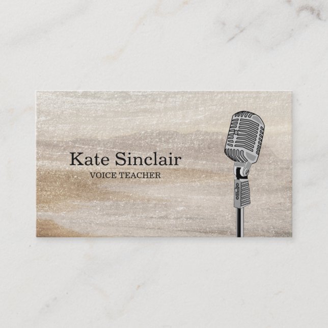 Elegant White Singer Music Voice Teacher Musical Business Card (Front)