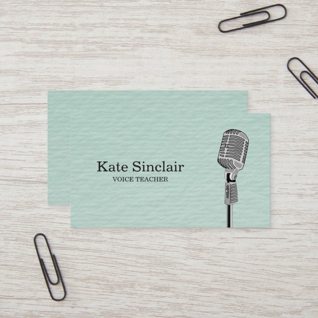 Elegant White Singer Music Voice Teacher Musical Business Card (Front/Back In Situ)